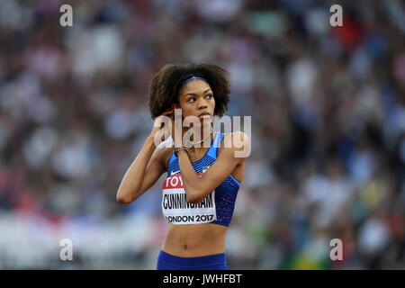 London, Großbritannien. 12. August 2017. Vasthi Cunningham (USA) bereitet zu springen. Maria Lasitskene (ANA) gewinnt Hochsprung der Frauen an der London Stadion, am Tag neun Der IAAF World Championships in London 2017. Zweite Yuliia Levchenko (UKR), dritte Kamila Licwinko (POL). Credit: Stephen Chung/Alamy leben Nachrichten Stockfoto