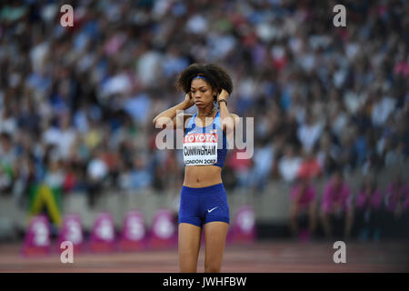 London, Großbritannien. 12. August 2017. Vasthi Cunningham (USA) bereitet zu springen. Maria Lasitskene (ANA) gewinnt Hochsprung der Frauen an der London Stadion, am Tag neun Der IAAF World Championships in London 2017. Zweite Yuliia Levchenko (UKR), dritte Kamila Licwinko (POL). Credit: Stephen Chung/Alamy leben Nachrichten Stockfoto