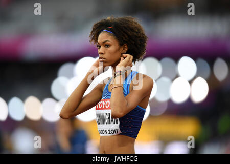 London, Großbritannien. 12. August 2017. Vasthi Cunningham (USA) bereitet zu springen. Maria Lasitskene (ANA) gewinnt Hochsprung der Frauen an der London Stadion, am Tag neun Der IAAF World Championships in London 2017. Zweite Yuliia Levchenko (UKR), dritte Kamila Licwinko (POL). Credit: Stephen Chung/Alamy leben Nachrichten Stockfoto