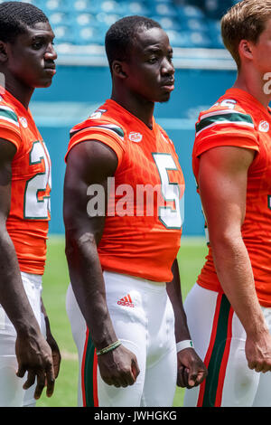 Florida, USA. 12 Aug, 2017. 5 Amari Carter nimmt an der Universität von Miami CanesFest im Hard Rock Stadion in Miami Gardens am 12. August 2017. Credit: Richard Graulich/der Palm Beach Post/ZUMA Draht/Alamy leben Nachrichten Stockfoto