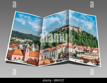 Die Burg von Ljubljana ist eine mächtige mittelalterliche Festung und das Symbol der slowenischen Hauptstadt Ljubljana, Slowenien, Europa Stockfoto