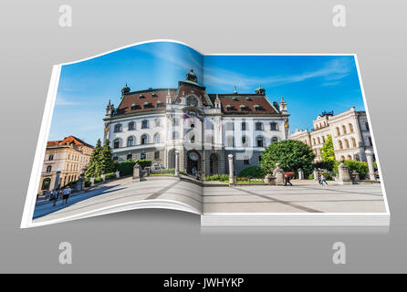 Der Universität Ljubljana. Das Hauptgebäude ist auf dem Platz Kongresni trg in der Altstadt von Ljubljana, Slowenien, Europa Stockfoto