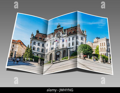 Der Universität Ljubljana. Das Hauptgebäude ist auf dem Platz Kongresni trg in der Altstadt von Ljubljana, Slowenien, Europa Stockfoto