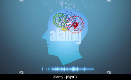 Gehirn funktioniert, künstliche Intelligenz (KI) und High Tech-Konzept. Personellen und konzeptionellen Cyberspace, intelligente künstliche Intelligenz. Zukünftige Wissenschaft mit m Stockfoto