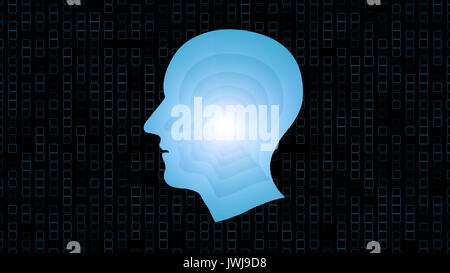 Gehirn funktioniert, künstliche Intelligenz (KI) und High Tech-Konzept. Personellen und konzeptionellen Cyberspace, intelligente künstliche Intelligenz. Zukünftige Wissenschaft mit m Stockfoto