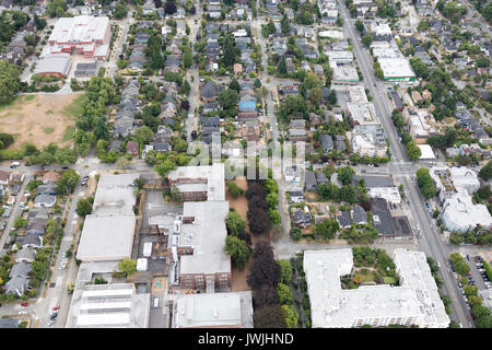 Luftaufnahme des Gehäuses in Wallingford, Seattle, WA, USA Stockfoto