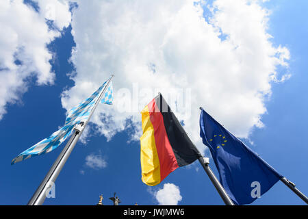 Fahnen Flagge von Bayern, Deutschland, Europa, München, München, Oberbayern, Oberbayern, Bayern, Bayern, Deutschland Stockfoto