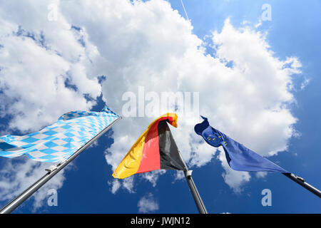Fahnen Flagge von Bayern, Deutschland, Europa, München, München, Oberbayern, Oberbayern, Bayern, Bayern, Deutschland Stockfoto