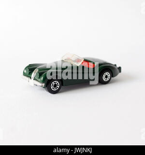 Vintage Spielzeug Miniatur auto Jaguar XK 120, Streichholzschachtel, Made in England Stockfoto