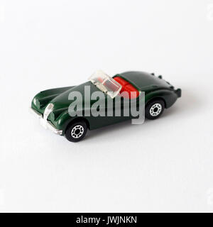 Vintage Spielzeug Miniatur auto Jaguar XK 120, Streichholzschachtel, Made in England Stockfoto