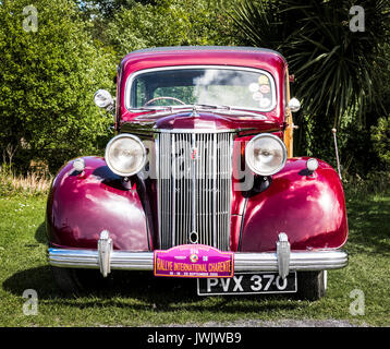 Circa 1950 Ford Pilot V8 "Woody" (mit Kopf) auf dem Display in einem Garten Stockfoto