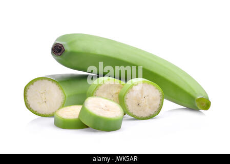 grüne Banane isoliert auf weißem Hintergrund Stockfoto