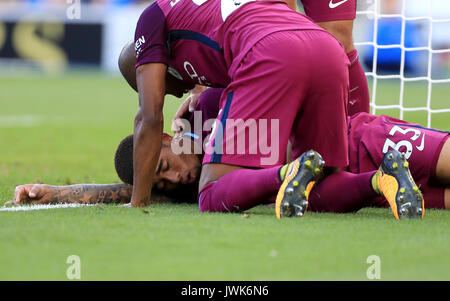 Von Manchester City Gabriel Jesus nimmt eine Verletzung während der Premier League Match an der AMEX Stadion, Brighton. PRESS ASSOCIATION Foto. Bild Datum: Samstag, August 12, 2017. Siehe PA-Geschichte Fußball Brighton. Photo Credit: Gareth Fuller/PA-Kabel. Einschränkungen: EDITORIAL NUR VERWENDEN Keine Verwendung mit nicht autorisierten Audio-, Video-, Daten-, Spielpläne, Verein/liga Logos oder "live" Dienstleistungen. On-line-in-Verwendung auf 75 Bilder beschränkt, kein Video-Emulation. Keine Verwendung in Wetten, Spiele oder einzelne Verein/Liga/player Publikationen. Stockfoto