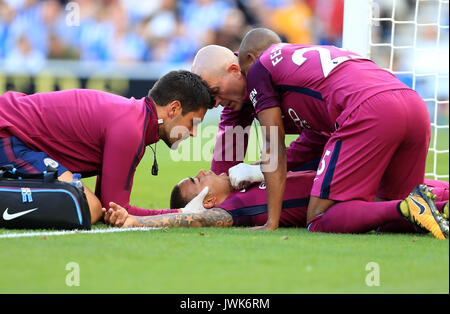 Von Manchester City Gabriel Jesus nimmt eine Verletzung während der Premier League Match an der AMEX Stadion, Brighton. Stockfoto