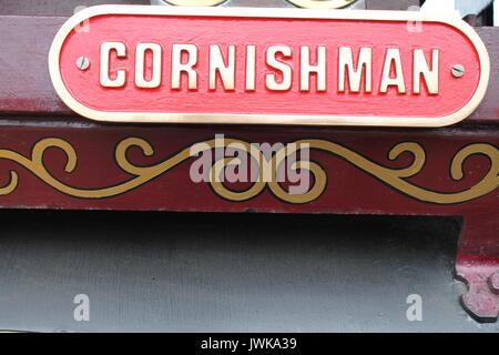 Cornishman Lokomobile Typenschild. Stockfoto