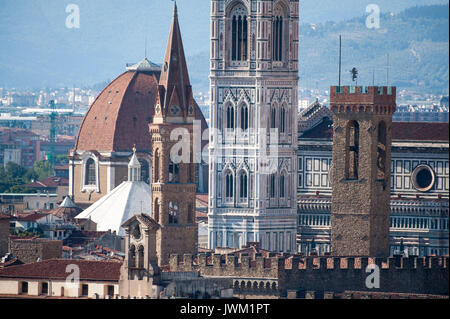 Badia Fiorentina, Bargello, Basilika San Lorenzo, Battistero di San Giovanni, Kathedrale von Santa Maria Del Fiore und Campanile di Giotto im Historischen Stockfoto