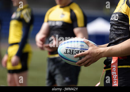 St. Petersburg, Russland - 25. Mai 2017: Offenes Training von Rugby sevens Mannschaft Narvskaya Zastava während der Eröffnung der Rugby Sevens Club Europa Champion Stockfoto