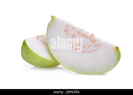 Scheibe frischen Guajava-frucht solated auf weißem Hintergrund Stockfoto