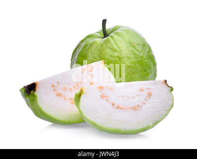 Frische guave Obst mit Slice solated auf weißem Hintergrund Stockfoto