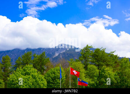 Die herrliche Aussicht auf die Schweizer Alpen. Stockfoto