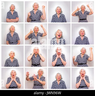 Lächelnd nachdenklich Senior Frau Stockfoto
