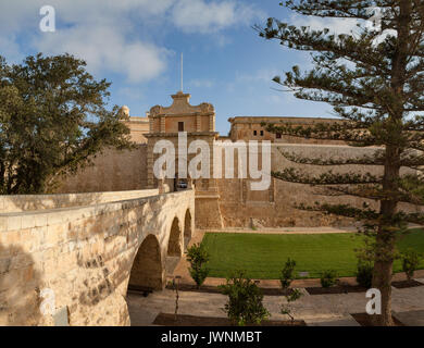 Mdina city Gates. Alte Festung. Malta. Sommertag. Stockfoto