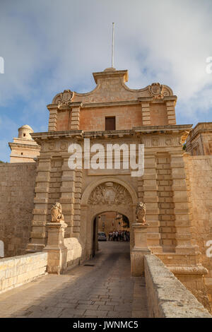 Mdina city Gates. Alte Festung. Malta. Sommertag. Stockfoto