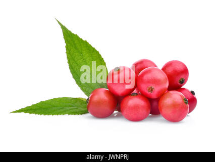 Muntingia calabura, Tropische Früchte auf weißem Hintergrund Stockfoto