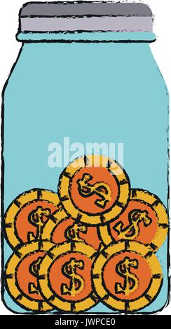 Münzen in den jar Geld icon image Stock Vektor