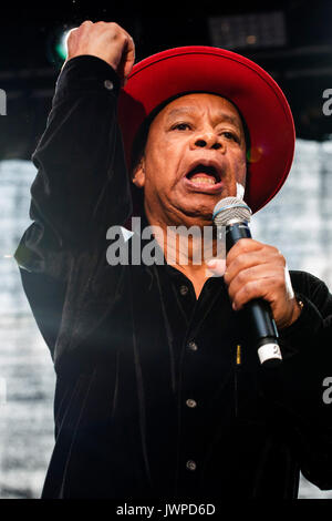 Sänger Derv Gordon. Konzert der Band ist gleich, Ruhrbühne 2017 auf Schloss Broich. Stockfoto