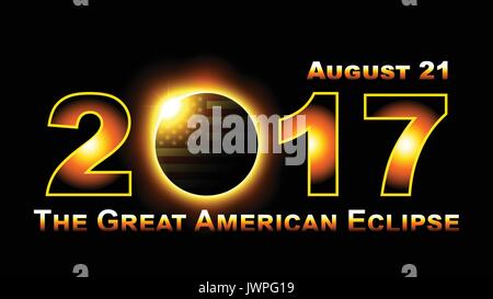 Totale Sonnenfinsternis Reisen in Vereinigten Staaten von Amerika am August 21, 2017. Stock Vektor
