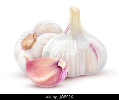 Knoblauch auf weißem Hintergrund Stockfoto