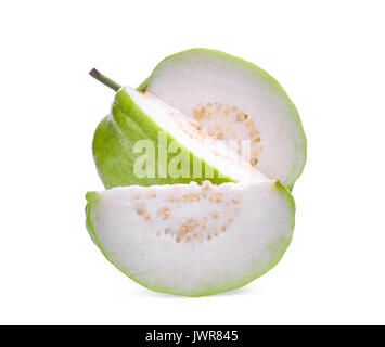 Frische guave Obst mit Slice solated auf weißem Hintergrund Stockfoto