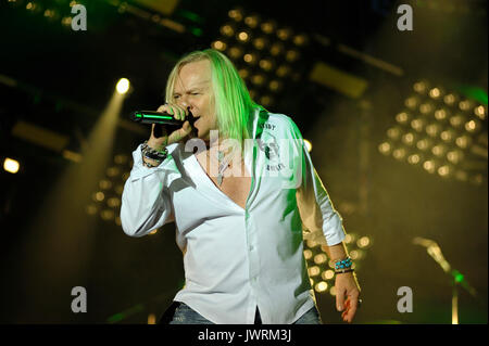 Juli 16, 2017. Kiew, Ukraine. Bernie Shaw, Sänger der britischen Hard Rock Band Uriah Heep, führt bei Konzert im Autodrom Tschaika, Kiew. Stockfoto