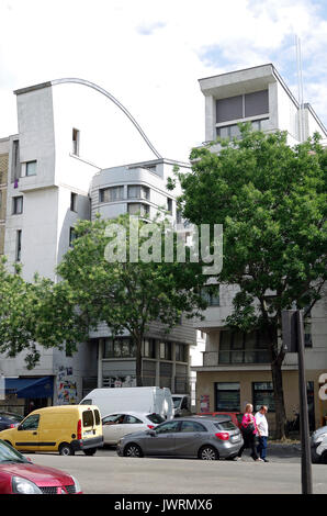 Paris, Frankreich, Phantasievolle sozialen Wohnungsbau, in Belleville, Nutzung unter - Hinterland, Stockfoto