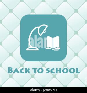 Zurück zur Darstellung der Schule mit Buch, Lampe. Stock Vektor