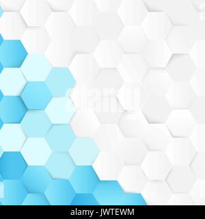 Abstrakt Blau und Weiß sich wiederholende Sechsecke Hintergrund Stock Vektor