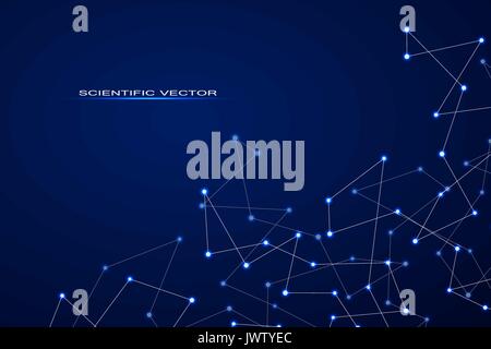 Struktur des molekularen Teilchen und Atom, polygonale Hintergrund, Technik und Wissenschaft abstraktes, Vektor-Illustration. Stock Vektor