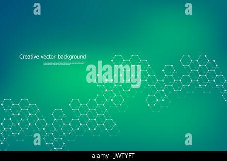 Hexagonale Struktur Molekül Dna von Neuronen System, genetischen und chemischen Verbindungen. Vektor-Illustration. Stock Vektor