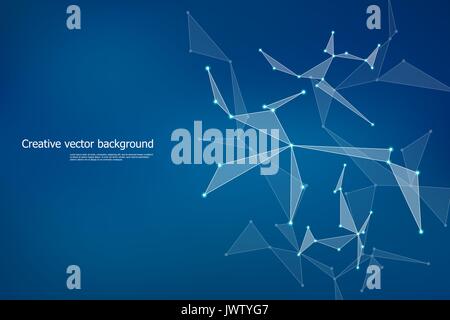 Struktur des molekularen Teilchen und Atom, polygonale Hintergrund, Technik und Wissenschaft abstraktes, Vektor-Illustration. Stock Vektor