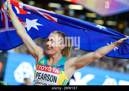 London, Großbritannien. 12 Aug, 2017. Sally Pearson, Australien, Sieger des 100 der Frauen m Hürden Finale am Tag neun der IAAF London 2017 Weltmeisterschaften am London Stadion. Credit: Paul Davey/Alamy leben Nachrichten Stockfoto