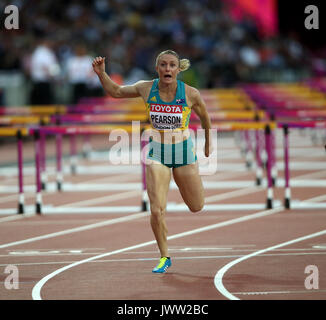 Sally Pearson gewinnt 100 m Hürden 100 m Hürden Finale Leichtathletik WM 2017 London Stam, London, England, 12. August 2017 Credit: Allstar Bildarchiv/Alamy leben Nachrichten Stockfoto