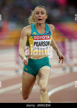 Sally Pearson gewinnt 100 m Hürden 100 m Hürden Finale Leichtathletik WM 2017 London Stam, London, England, 12. August 2017 Credit: Allstar Bildarchiv/Alamy leben Nachrichten Stockfoto