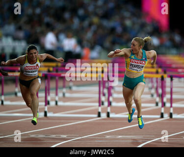 Sally Pearson gewinnt 100 m Hürden 100 m Hürden Finale Leichtathletik WM 2017 London Stam, London, England, 12. August 2017 Credit: Allstar Bildarchiv/Alamy leben Nachrichten Stockfoto