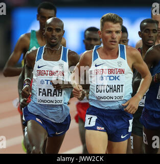 Mo Farah & Andrew Butchart 5000 Meter Final Leichtathletik WM London 2017 Stam, London, England, 12. August 2017 Credit: Allstar Bildarchiv/Alamy leben Nachrichten Stockfoto