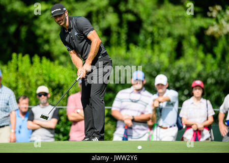 Charlotte, NC, USA. August 13, 2017. Golfspieler Dustin Johnson während der PGA Meisterschaft am Sonntag, den 13. August 2017 An der Wachtel-höhle in Charlotte, NC. Jakob Kupferman/CSM/Alamy leben Nachrichten Stockfoto