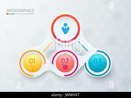 Abstrakte Elemente für Infografik. Für Diagramm, Grafik, Präsentation und Grafik. Business Konzept mit 3 Optionen, Teile, Schritte oder Verfahren Stock Vektor