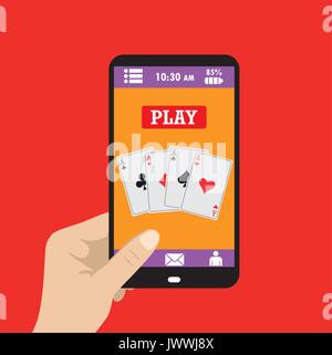 Smart phone Glücksspiel - Poker Asse/Illustration von vier Poker Asse auf Smart Phone, Poker, Bridge oder casino Werbung. Stock Vektor