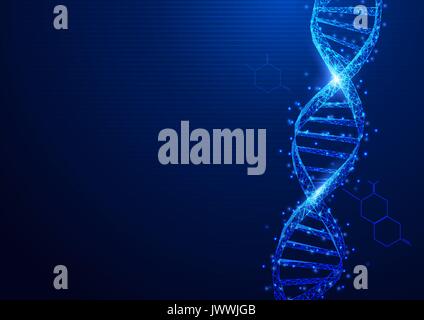 Drahtmodell DNA-Moleküle Struktur mesh von einem Sternenhimmel auf blauem Hintergrund. Wissenschaft und Technologie Konzept Stock Vektor