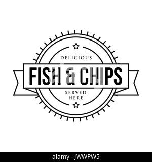 Fisch und Chips vintage Schild Stempel Stock Vektor